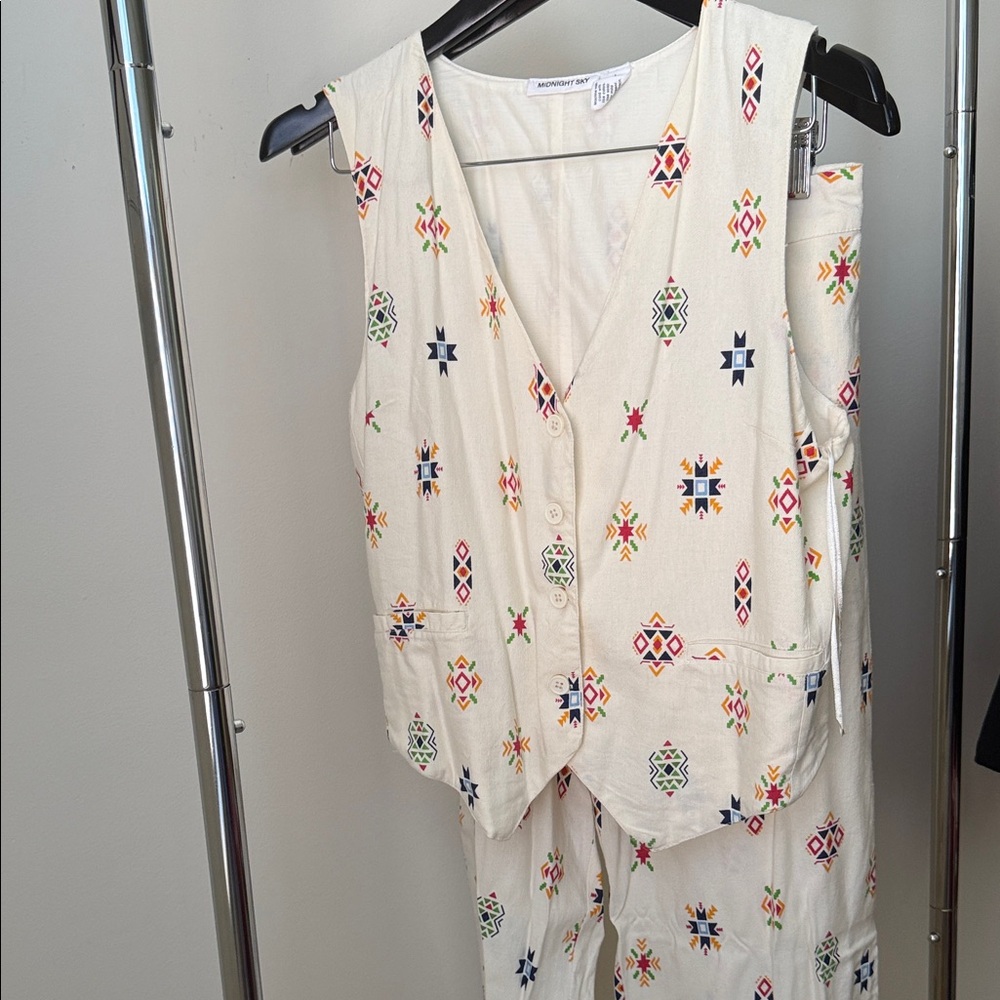 Colorful Embroidered Sleeveless Jumpsuit